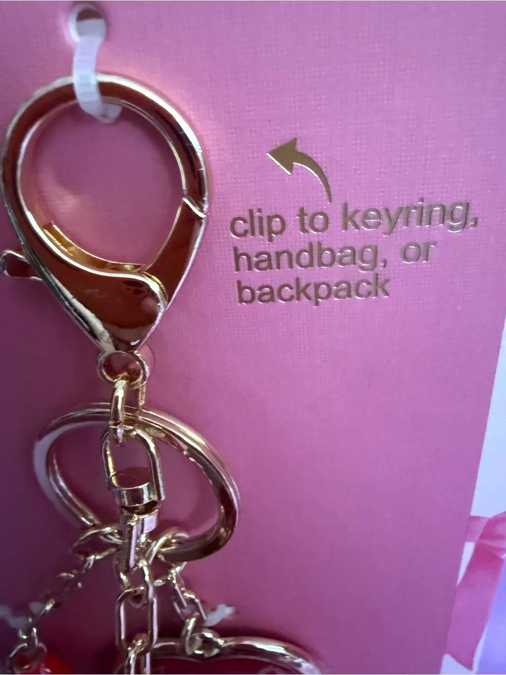 Piper K Red Heart & Lipstick Bag Charm Key Chain